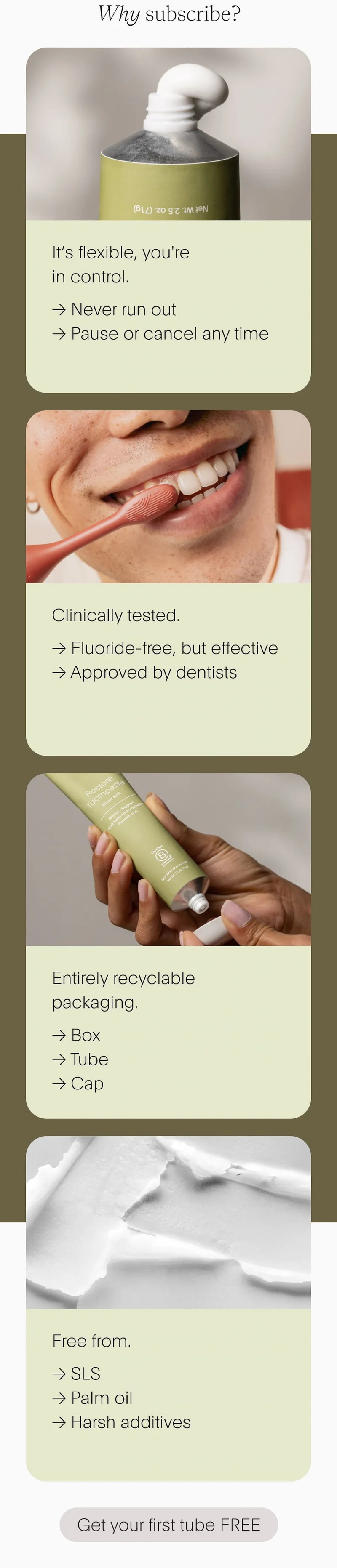 why subscribe? - get your first tube free