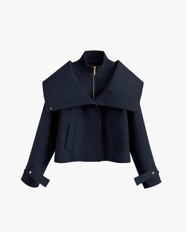 Overlay Collar Jacket Navy