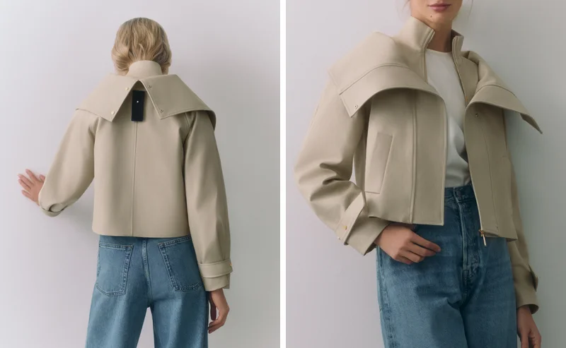 Overlay Collar Jacket Stone
