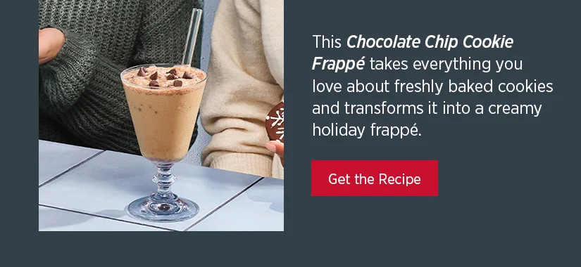This Chocolate Chip Cookie Frappe takes everything you love about freshly baked cookies and transforms it into a creamy holiday frappe.