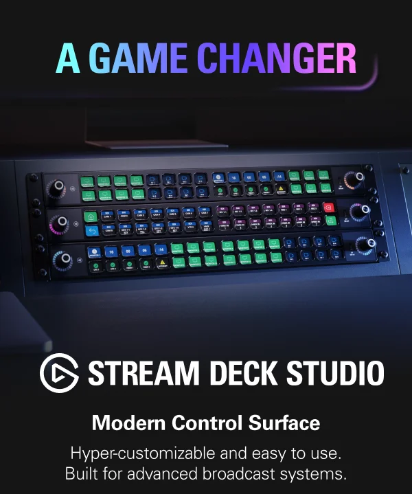 Stream Deck Studio: Modern Control Surface. Hyper-customizable and easy to use. Built for advanced broadcast systems.