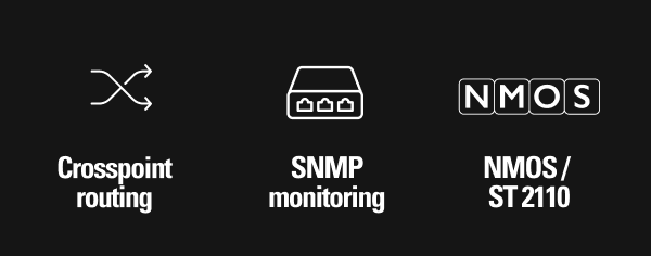 Crosspoint routing, SNMP monitoring, NMOS/ST 2110