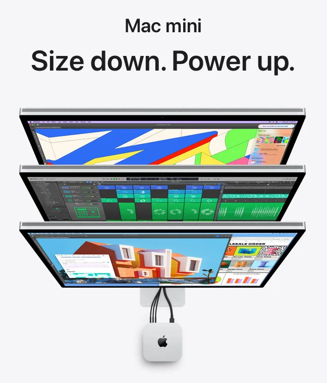 Mac mini. Size down. Power up.