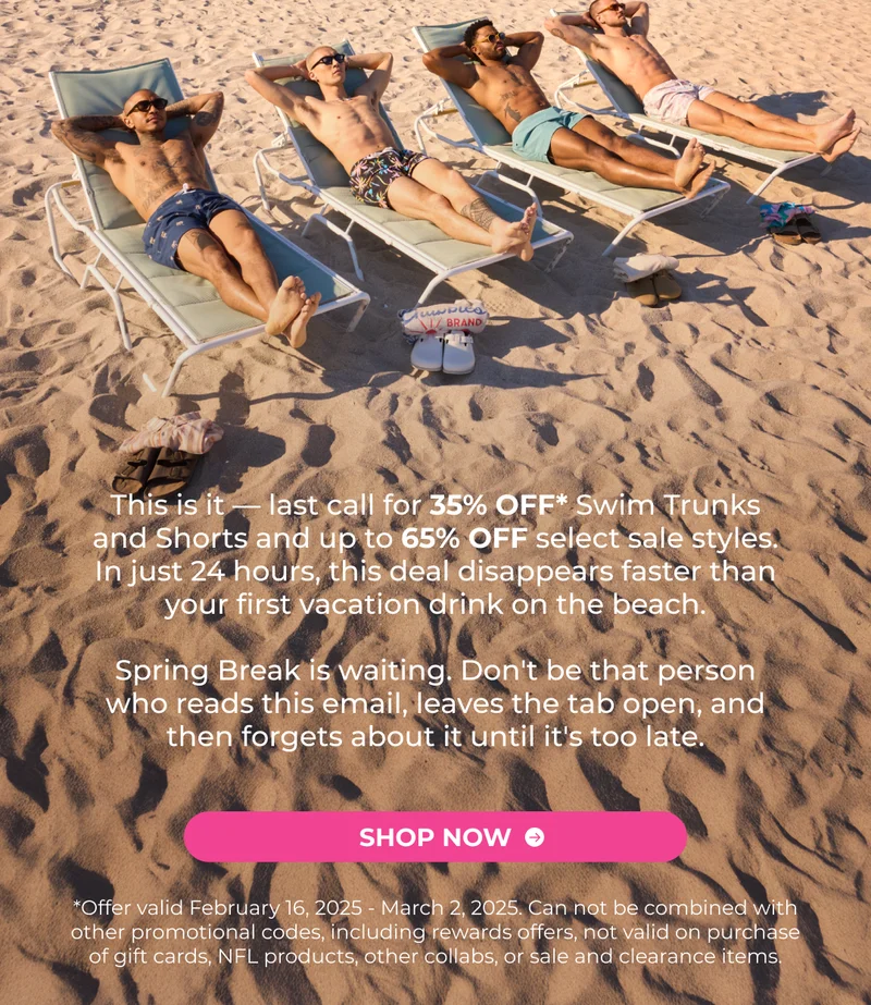 35% OF SWIM TRUNKS & SHORTS