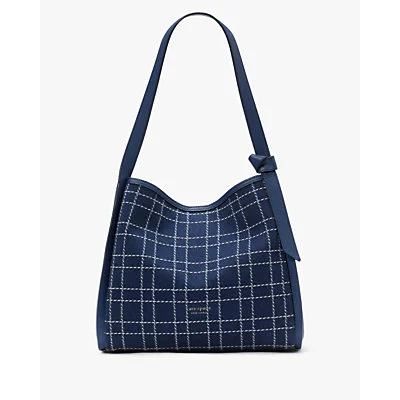 Knott Denim Check Large Shoulder Bag