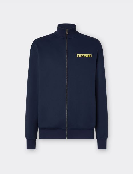 Zip-up sweatshirt with contrasting Ferrari logo