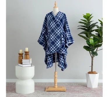 Berkshire Spa Loft Windowpane Plaid Wearable Throw