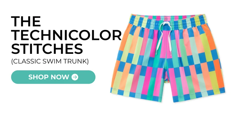 Classic Swim Trunk: The Technicolor Stitches 5.5"