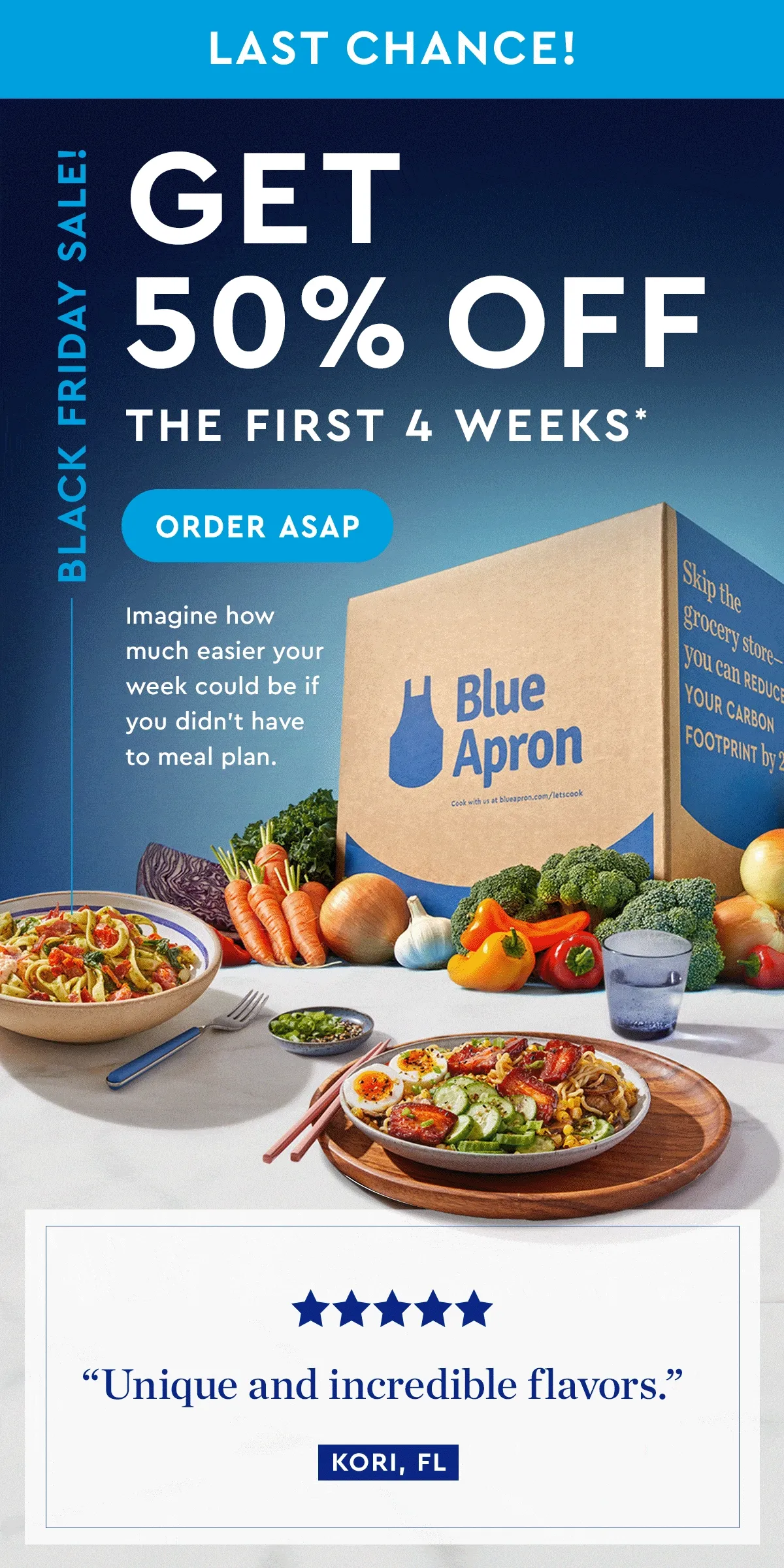 LAST CHANCE! | BLACK FRIDAY SALE | Get 50% off the first 4 weeks* | Imagine how much easier your week could be if you didn’t have to meal plan. | ORDER ASAP