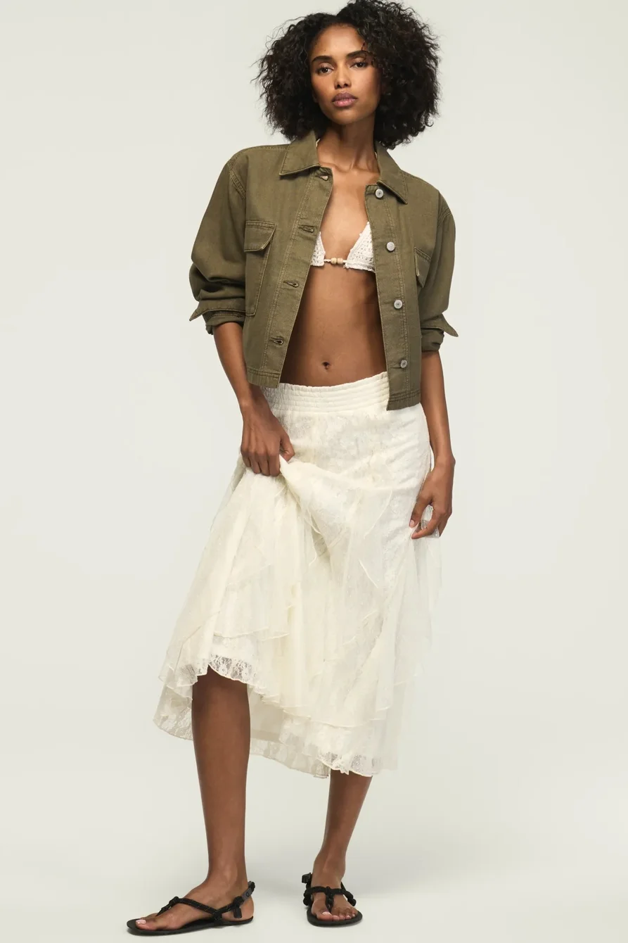 Image of Lucky Brand Festival Lace Midi Skirt - Women's Midi Skirts in Cream