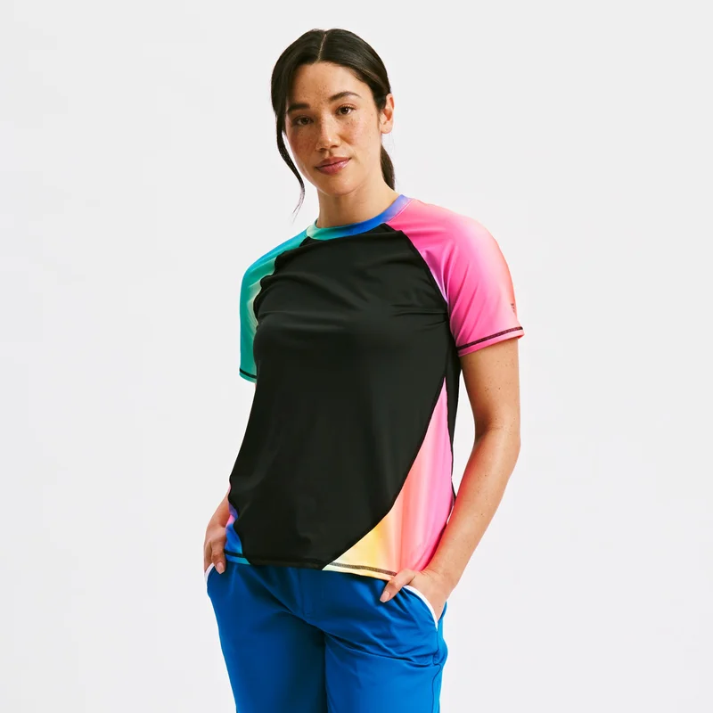 Image of Swim Rashguard Tee - Melting Rainbow