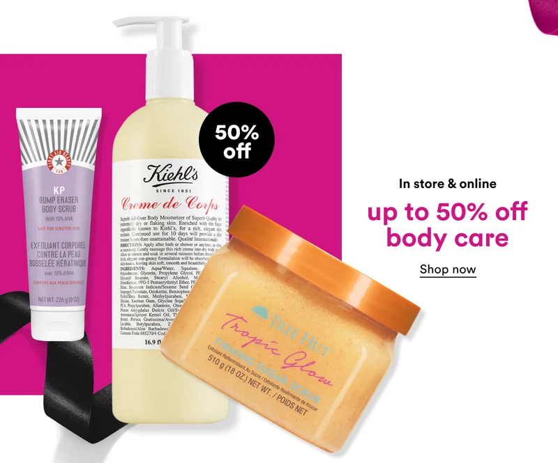 In store & online | up to 50% off body care