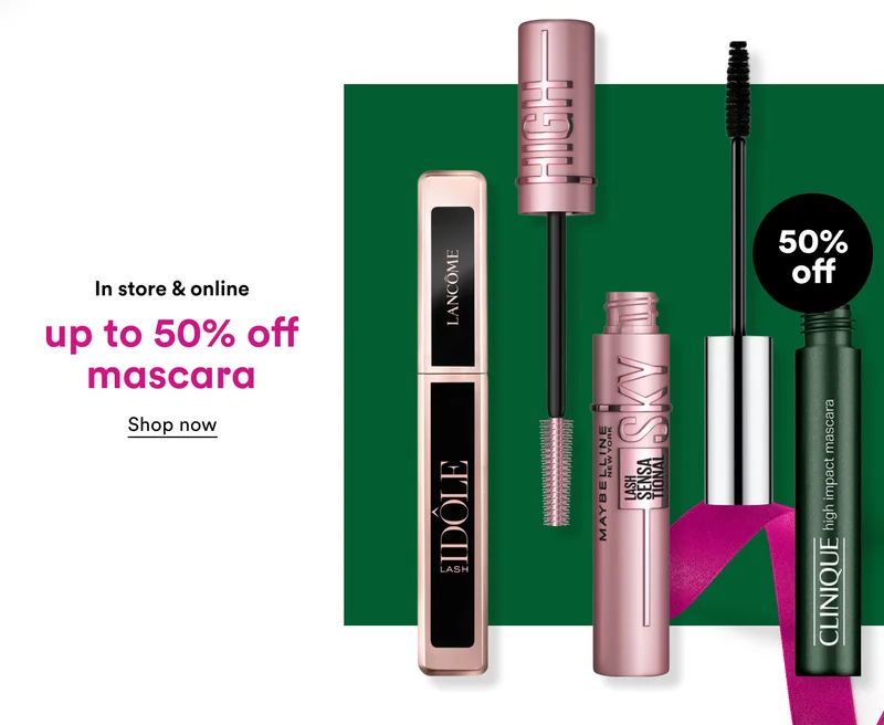 In store & online | up to 50% off mascara