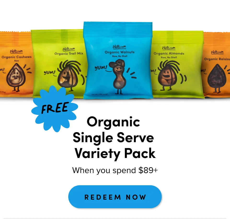 FREE Organic Single Serve Variety Pack; When you spend $89+ Redeem now