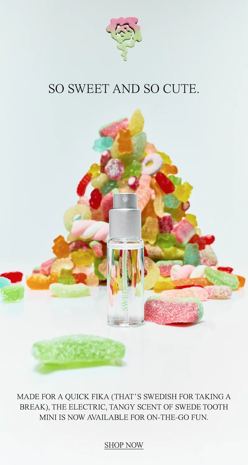 Made for a quick fika (that’s Swedish for taking a break), the electric, tangy scent of Swede Tooth Mini is now available for on-the-go fun.  [SHOP NOW]