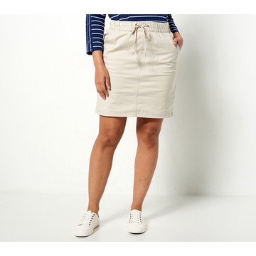 Denim & Co. EasyWear Twill Pull-On Skort with Pockets