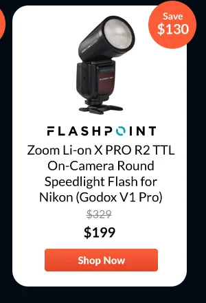 Flashpoint Zoom Li-on X PRO R2 TTL On-Camera Round Speedlight Flash for Nikon (Godox V1 Pro)
