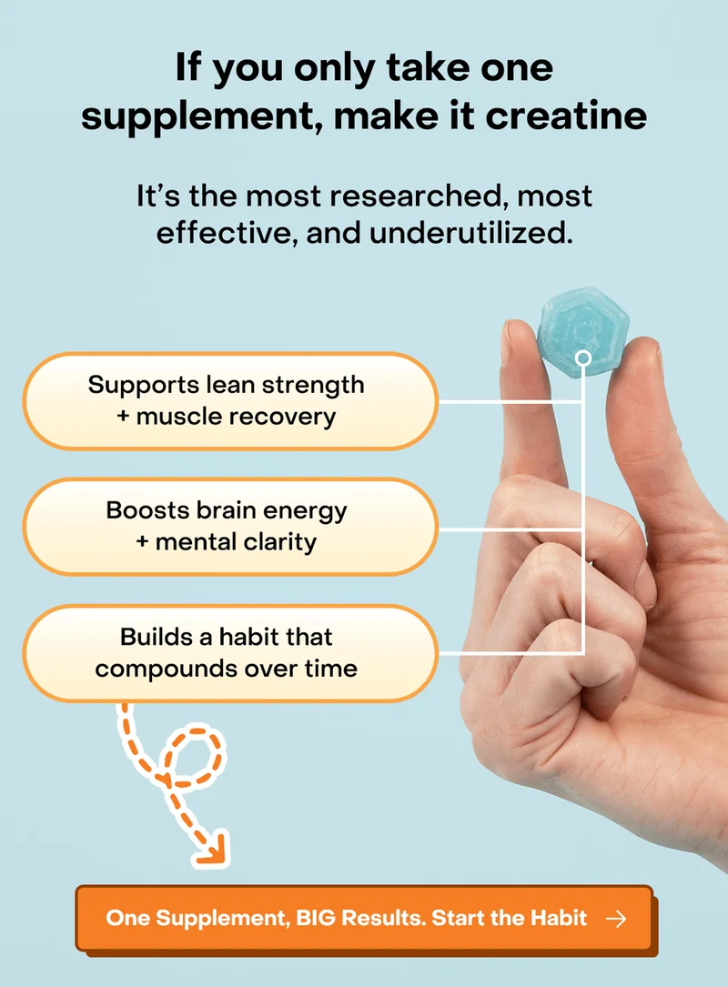 If you only take one supplement, make it creatine. It’s the most researched, most effective, and underutilized.  → Supports lean strength + muscle recovery → Boosts brain energy + mental clarity → Builds a habit that compounds over time