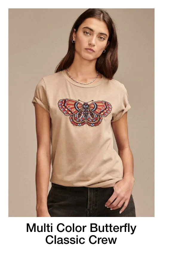 Multi Color Butterfly Classic Crew