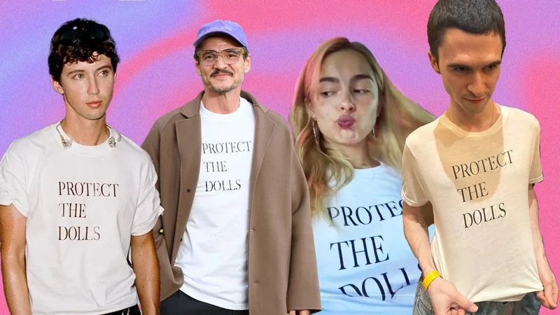 Image may contain: Jonathan Tucker, Pedro Pascal, Clothing, T-Shirt, Hat, Adult, Person, Teen, Accessories, and Glasses