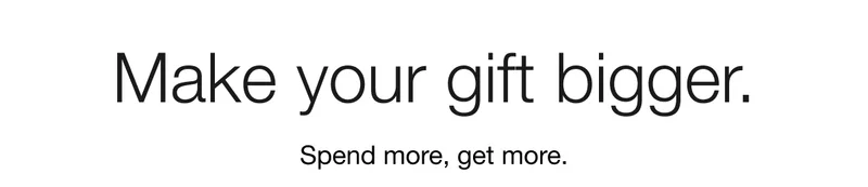 Make your gift bigger. Spend more, get more.