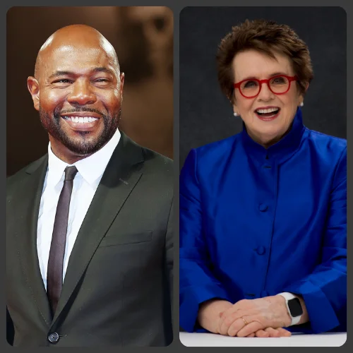 Portrait images of Antoine Fuqua and Billie Jean King.