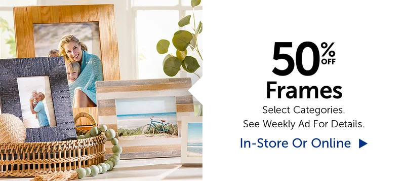 50% Off Frames - Select Categories.