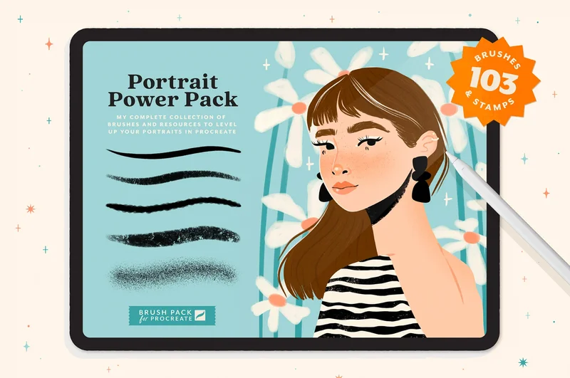 An image of a promotional graphic for the Portrait Powerpack by Charly Clements.