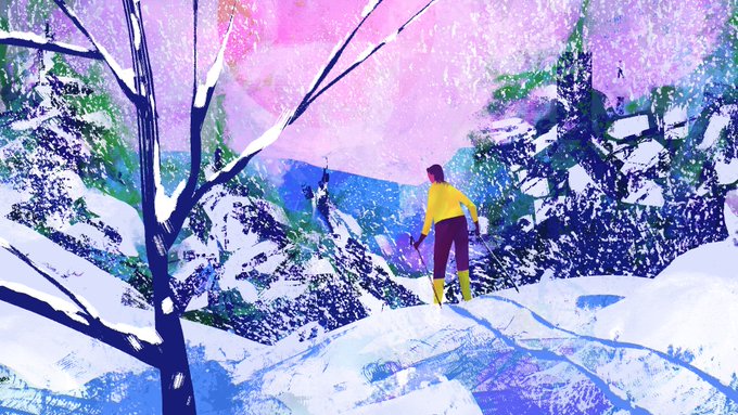An image of a drawing of a skier on a winter day by Kyle T. Webster.