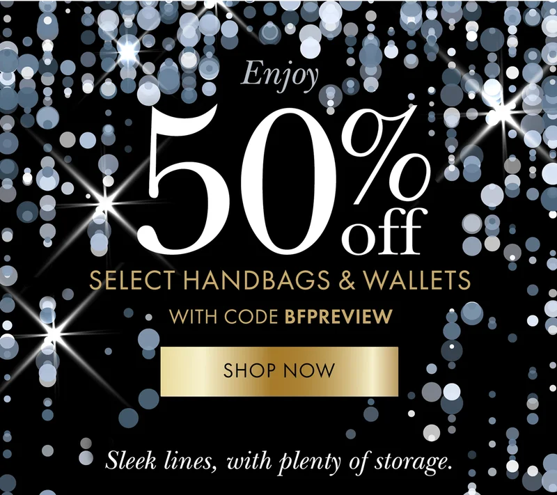 Enjoy 50% off select Handbags & Wallets with code discount code