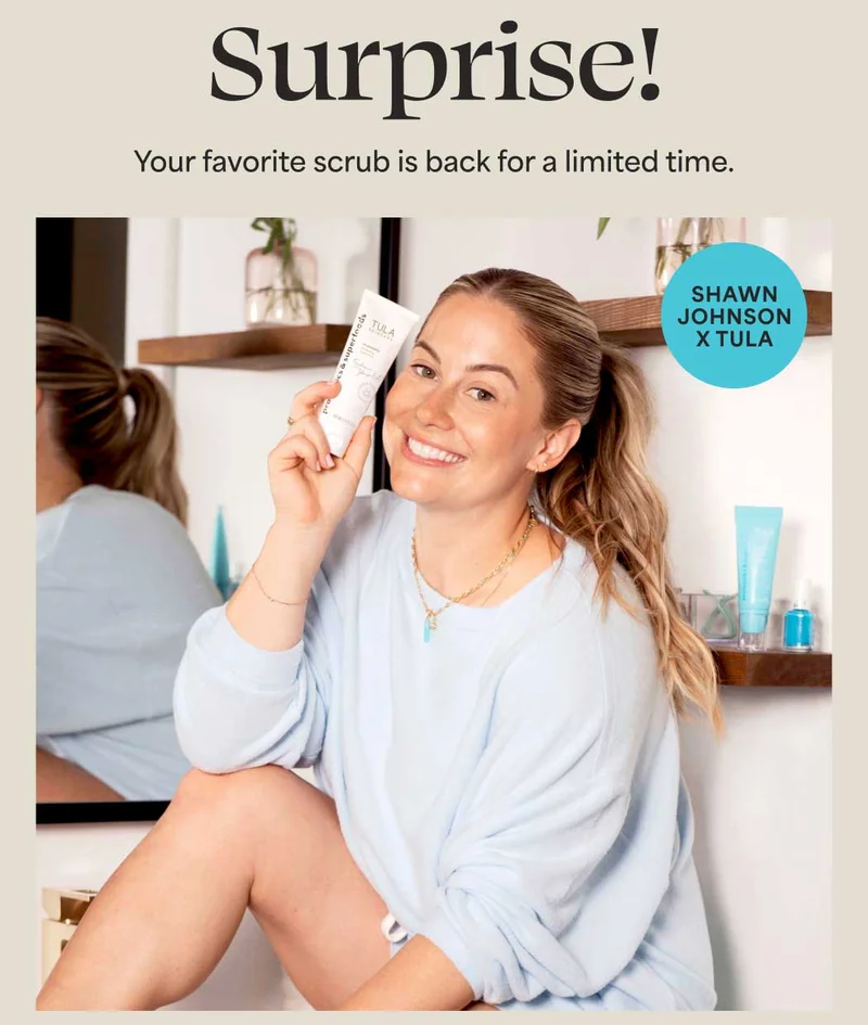 Surprise! Your favorite scrub is back for a limited time. SHAWN JOHNSON X TULA