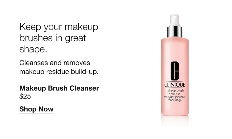 Keep your makeup brushes in great shape. | Cleanses and removes makeup residue build-up. | Makeup Brush Cleanser $25 | Shop Now