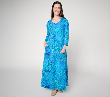 Susan Graver Weekend Regular Printed Comfy Cotton Maxi Dress