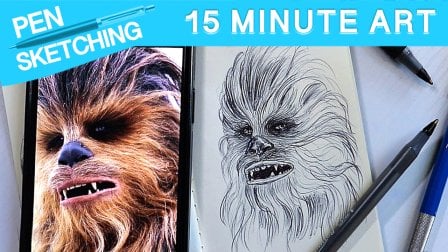 Ballpoint Pen Hair Drawing : How to Draw Chewbacca