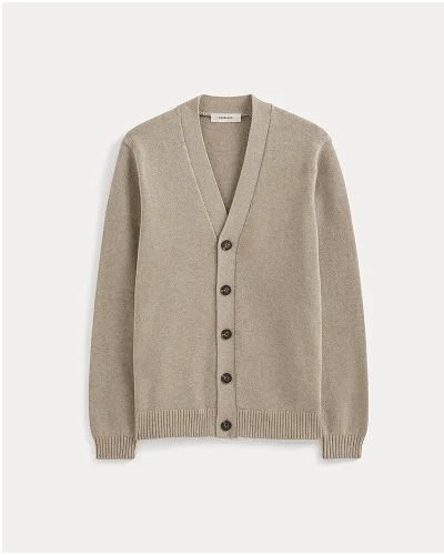 Image | The Classic Cardigan in Everyday Cotton | Heathered Oatmeal