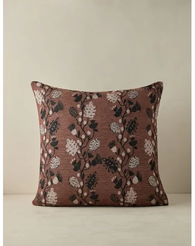 Vini Botanical Jacquard Pillow by Sarah Sherman Samuel - Rust / Square