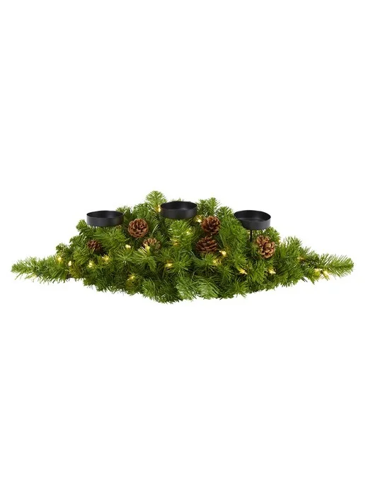 Nearly Natural 30" Christmas Artificial Pine Triple Candelabru