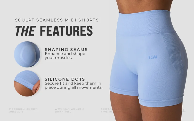 Sculpt Seamless Midi Shorts Banner Blue