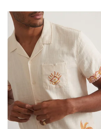 Stretch Selvage Embroidered Resort Shirt