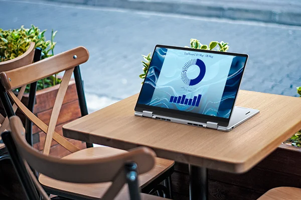 Dell 14 Plus Non Touch Laptop at outdoor table