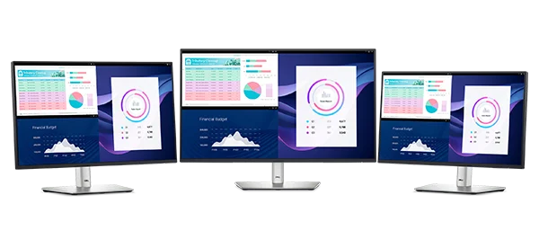 Dell P2725H 27 P-Series monitor, P2425H 24 P-Series monitor, P2225H 22 P-Series monitor.