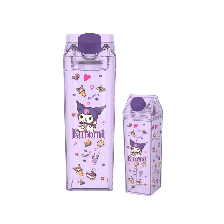 Silver Buffalo Sanrio Kuromi Drinks 16.2oz Plastic Milk Carton Bottle