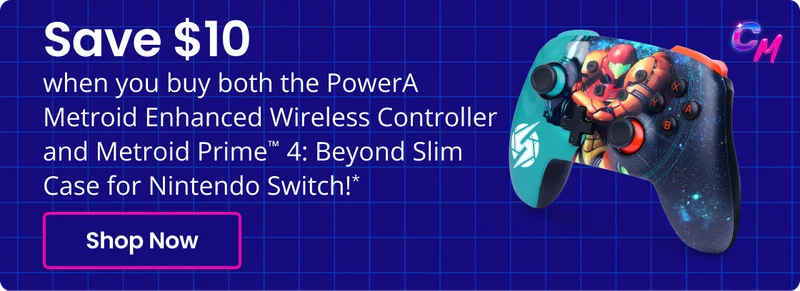 Save $10 when you buy both the PowerA Metroid Enhanced Wireless Controller and Metroid Prime™ 4: Beyond Slim Case for Nintendo Switch | Shop Now