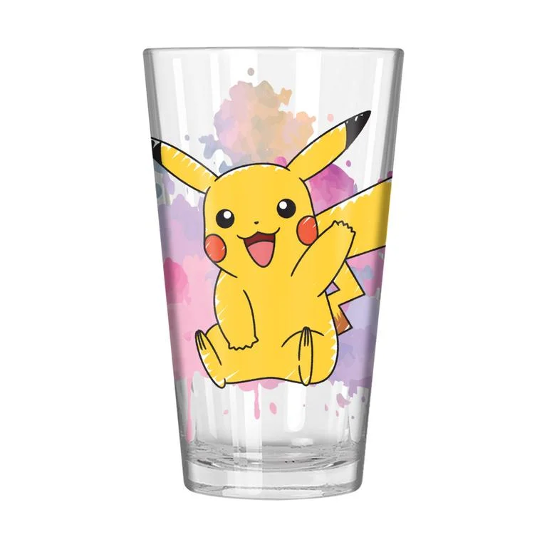 Silver Buffalo Pokemon Painted Pikachu 16oz Pint Drinking Glass