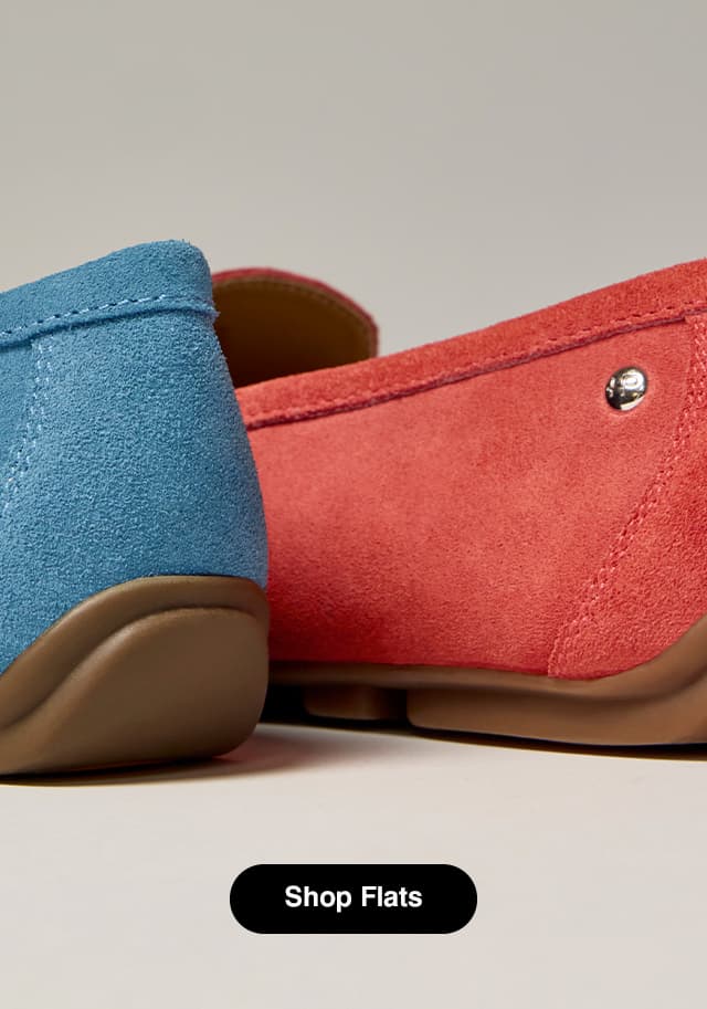 A close up of the luxe suede on the new Ozzie Loafer colors. Shop Flats