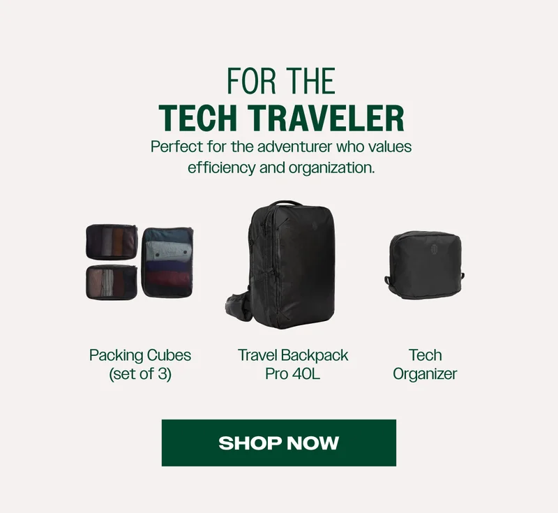 For the Tech Traveler: Packing Cubes, Travel Backpack Pro 40L, and Tech Organizer | Shop Now