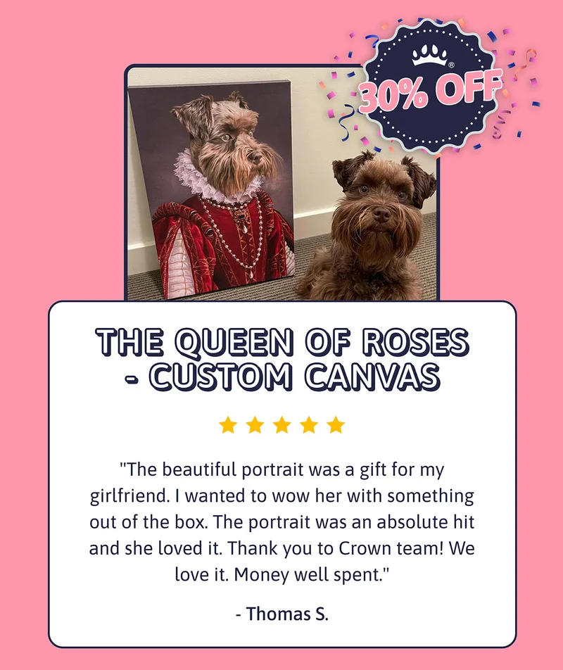 The Queen of Roses - Custom Canvas The beautiful portrait was a gift for my girlfriend. I wanted to wow her with something out of the box. The portrait was an absolute hit and she loved it. Thank you to Crown team! We love it. Money well spent. - Thomas S. SHOP 30% OFF.