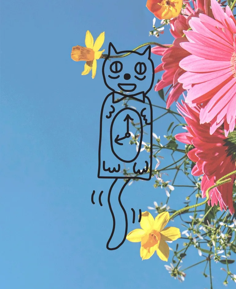 A cat clock ticking back and forth