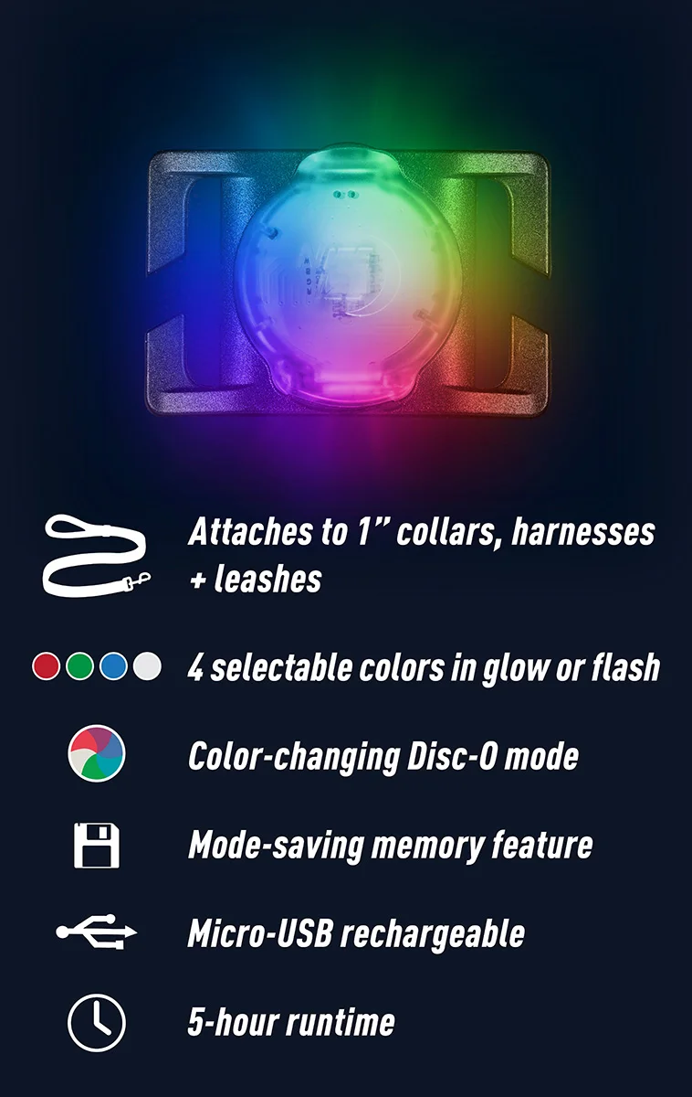 NiteDog Rechargeable Pet Light features