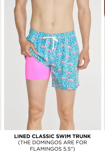 Lined Classic Swim Trunk: The Domingos are for Flamingos 5.5"